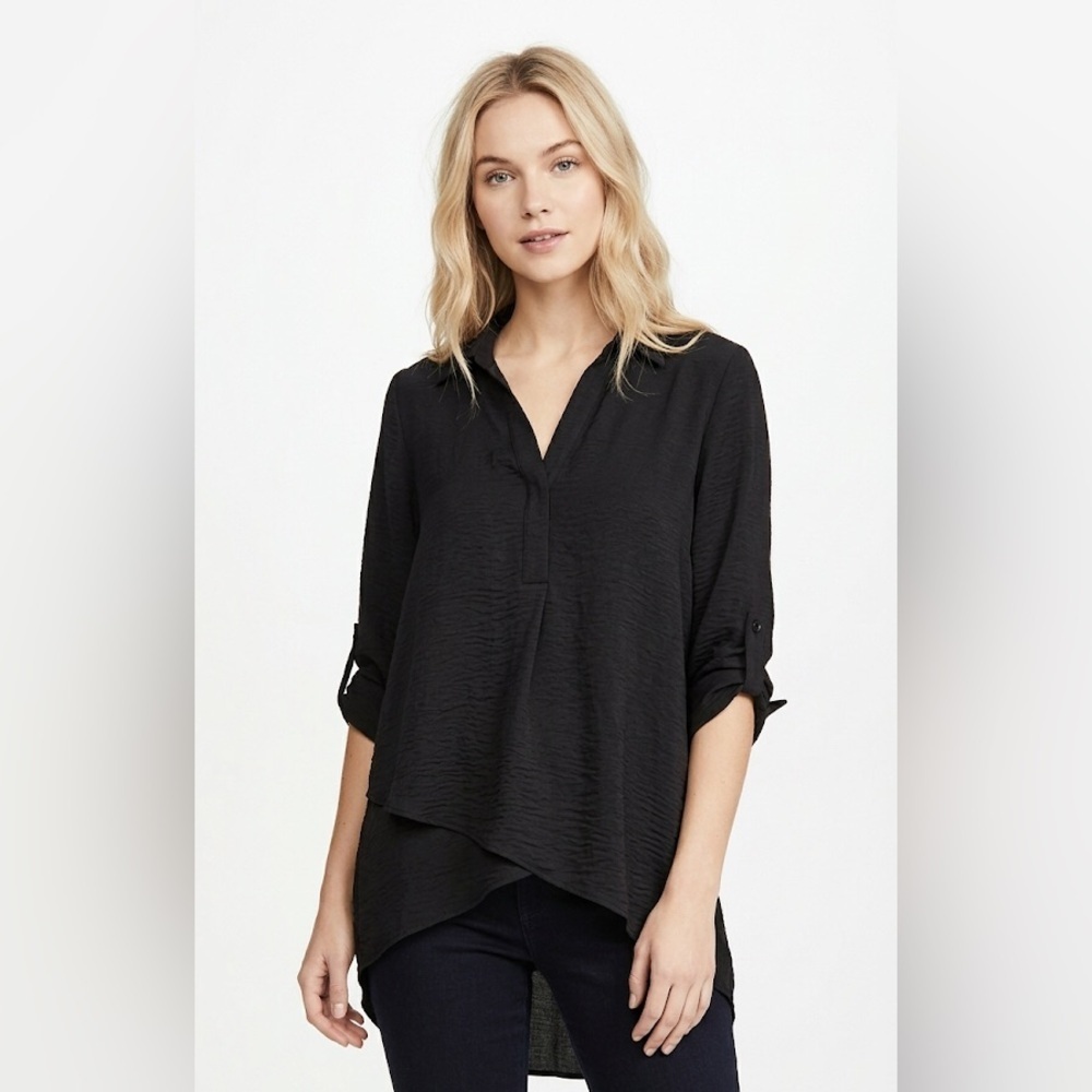Renuar Black V-Neck High-Low Tunic size large